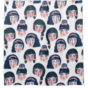 Whimsikfrauen: Cartoon Face Art Duschvorhang