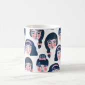 Whimsikfrauen: Cartoon Face Art Kaffeetasse (Mittel)