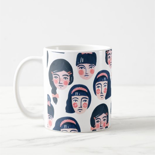 Whimsikfrauen: Cartoon Face Art Kaffeetasse (Links)