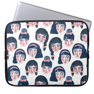 Whimsikfrauen: Cartoon Face Art Laptopschutzhülle