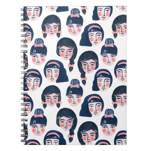 Whimsikfrauen: Cartoon Face Art Notizblock (Vorderseite)