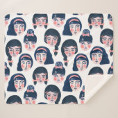 Whimsikfrauen: Cartoon Face Art Sherpadecke (Vorderseite (Horizontal))