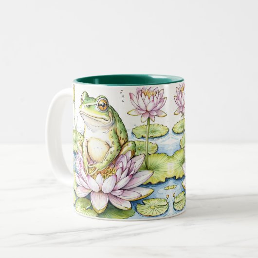 Whimsikfrösche und -Wasserlilien, Frösche, Wasserl Zweifarbige Tasse (Vorderseite Links)