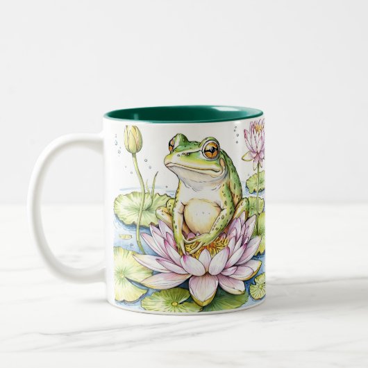 Whimsikfrösche und -Wasserlilien, Frösche, Wasserl Zweifarbige Tasse (Links)