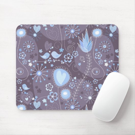 Whimsikgarten in blau und grau mousepad (Mit Mouse)