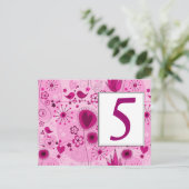 Whimsikgarten in rosa Tischnummer Postkarte (Stehend Vorderseite)