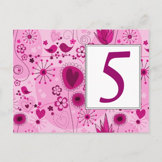 Whimsikgarten in rosa Tischnummer Postkarte (Vorderseite)