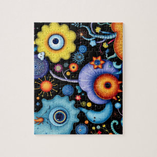 Whimsikische Alien Garten - farbenfrohe kosmische Puzzle