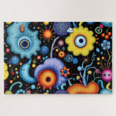 Whimsikische Alien Garten - farbenfrohe kosmische  Puzzle (Horizontal)