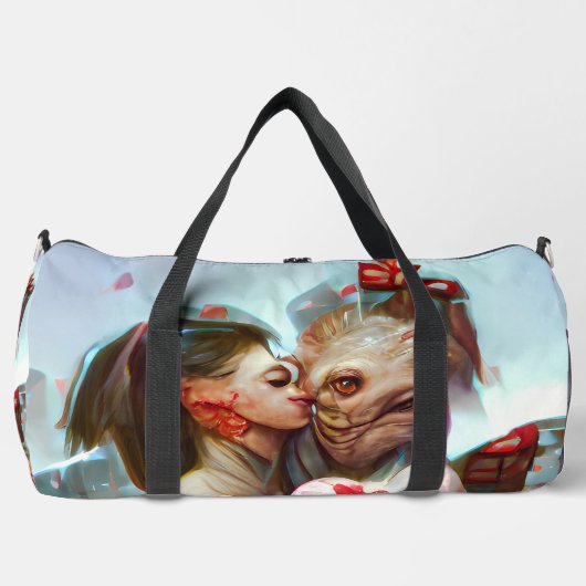 Whimsikische Alien Romance Duffle Bag (Vorderseite)