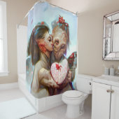 Whimsikische Alien Romance Duschvorhang (Beispiel)