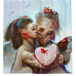Whimsikische Alien Romance Duschvorhang