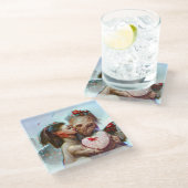 Whimsikische Alien Romance Glasuntersetzer (Schrägansicht)