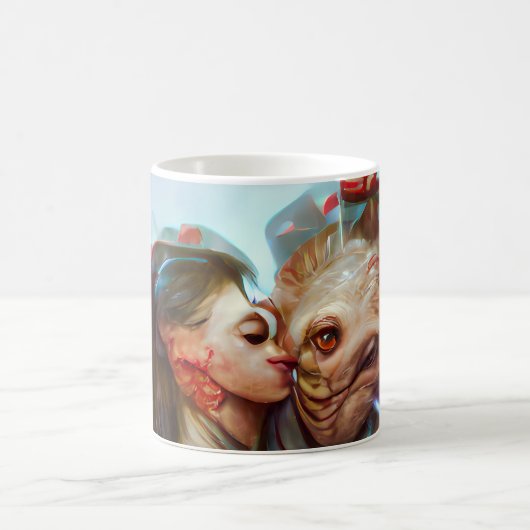 Whimsikische Alien Romance Kaffeetasse (Mittel)