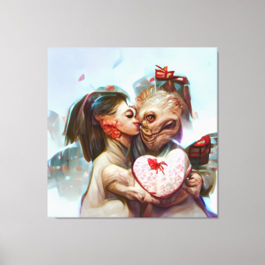 Whimsikische Alien Romance Leinwanddruck (Vorderseite)