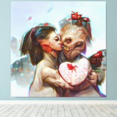 Whimsikische Alien Romance Leinwanddruck (Insitu (Holzboden))