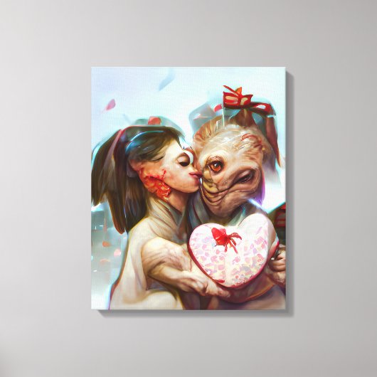 Whimsikische Alien Romance Leinwanddruck (Vorderseite)