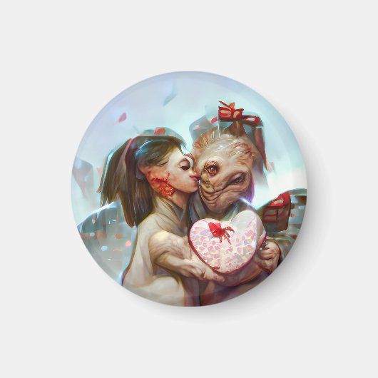 Whimsikische Alien Romance Magnet (Vorne)