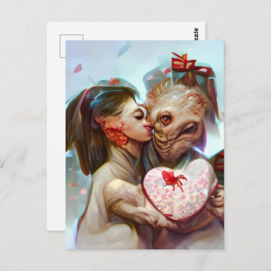 Whimsikische Alien Romance Postkarte (Vorne/Hinten)