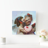 Whimsikische Alien Romance Quadratische Wanduhr (Zuhause)