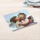 Whimsikische Alien Romance Rechteckiger Pappuntersetzer (angewinkelt)