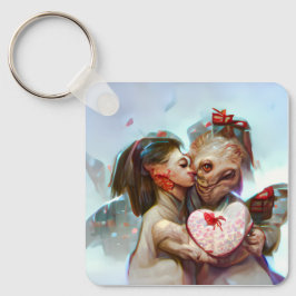 Whimsikische Alien Romance Schlüsselanhänger