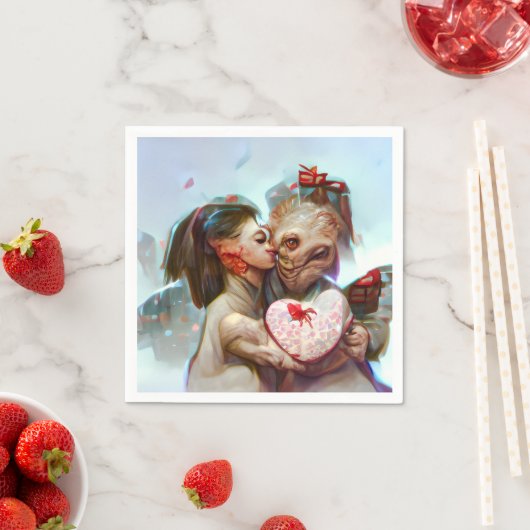 Whimsikische Alien Romance Serviette (Beispiel)