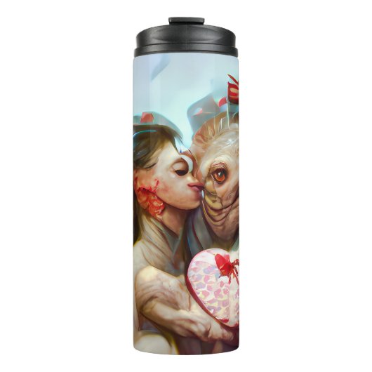Whimsikische Alien Romance Thermosbecher (Vorderseite)