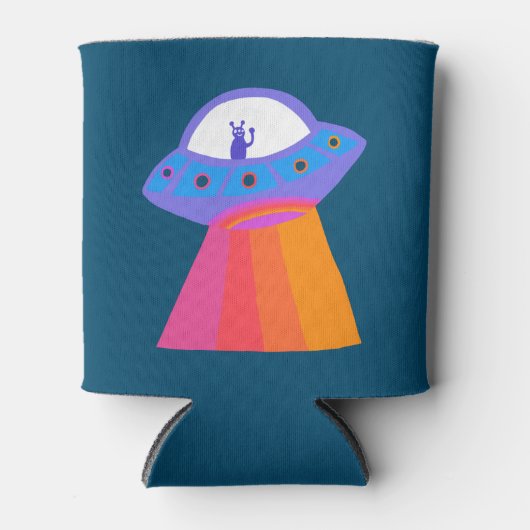 Whimsikische Alien UFO Rainbow KUSTOMIZE IT Dosenkühler (Vorderseite)