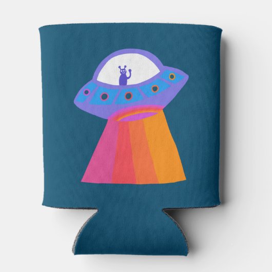Whimsikische Alien UFO Rainbow KUSTOMIZE IT Dosenkühler (Rückseite)