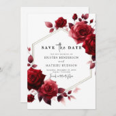 Whimsikische Blume Crimson Red Wedding Save The Date (Vorne/Hinten)