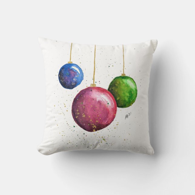 Whimsikische, farbenfrohe Weihnachtsbaumchen Kissen (Vorderseite)