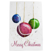 Whimsikische, farbenfrohe Weihnachtsbaumchen Mittlere Geschenktüte (Rückseite)