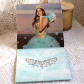 Whimsikische Glitzern Türkis Dragonfly Quinceañera Dreifach Gefaltete Urlaubskarte