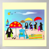 Whimsikische Nonnen "at the Beach" Art Poster (Vorne)