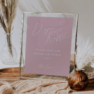 Whimsikische Rose Pink Diaper Raffle Baby Duschzei Poster