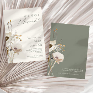 Whimsikische Wildblume Ivory Elopement Ankündigung