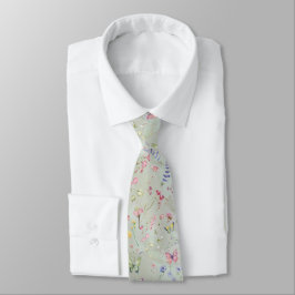 Whimsikische Wildblume Mint Neck Tie Krawatte