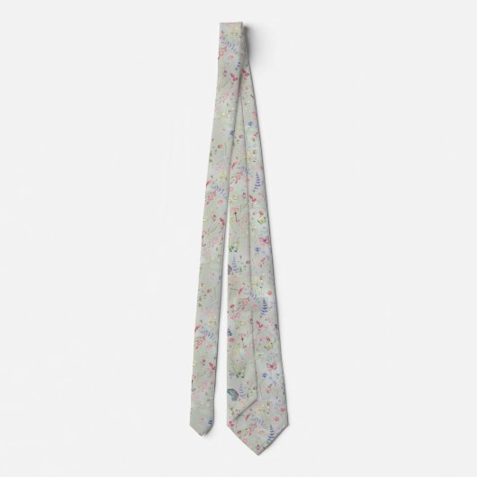Whimsikische Wildblume Mint Neck Tie Krawatte (Rückseite)
