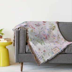 Whimsikische Wildblume Pink Keepake Throw Blanket Decke