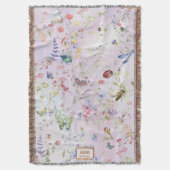 Whimsikische Wildblume Pink Keepake Throw Blanket Decke (Vorderseite Vertikal)
