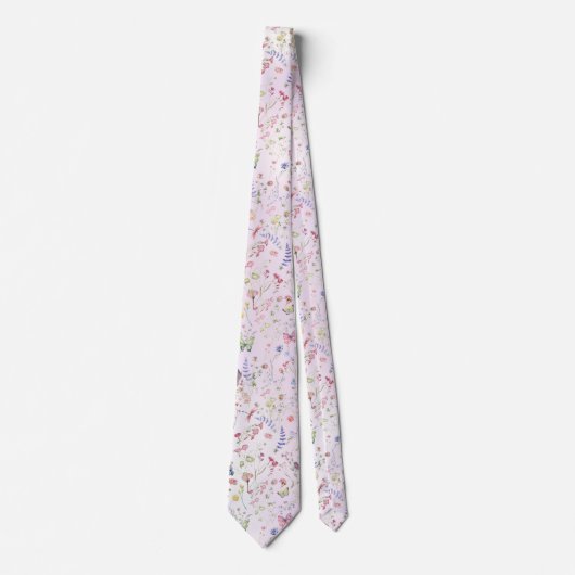 Whimsikische Wildblume Pink Neck Tie Krawatte (Vorderseite)