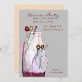 Whimsikische Wildblumen Abendessen Party Einladung (Vorne/Hinten)