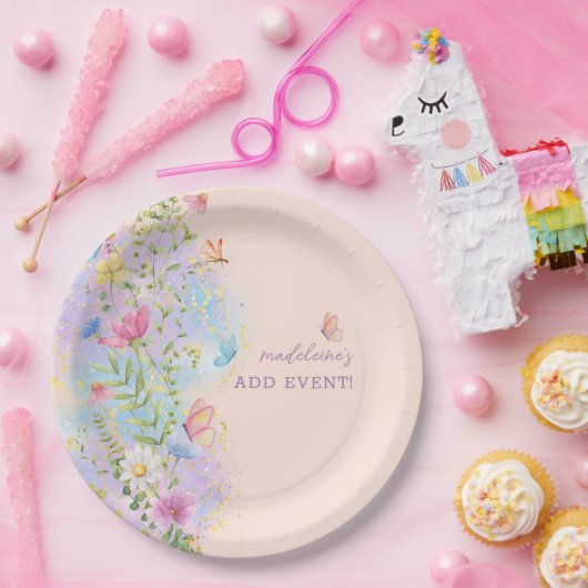 Whimsikische Wildblumen Blumengarten Brautparty Pappteller (Party)