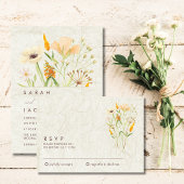 Whimsikische Wildblumen Hochzeitsszenario RSVP Karte