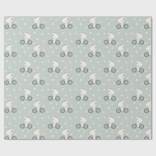 Whimsikischer und moderner Minze Green Winter Pola Geschenkpapier (Flach)