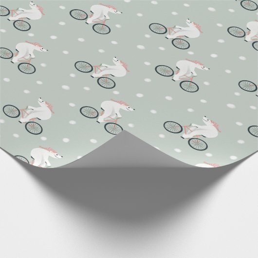 Whimsikischer und moderner Minze Green Winter Pola Geschenkpapier (Ecke)