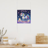 Whimsikisches Einhorn mit Regenbogen Birthday Magi Poster (Küche)