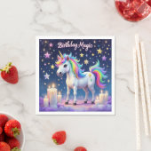 Whimsikisches Einhorn mit Regenbogen Birthday Magi Serviette (Beispiel)