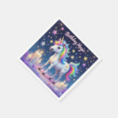 Whimsikisches Einhorn mit Regenbogen Birthday Magi Serviette (Ecke)